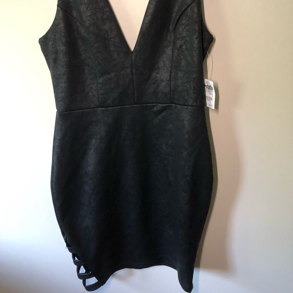 NEW Charlotte Russe Black Leather Dress, S